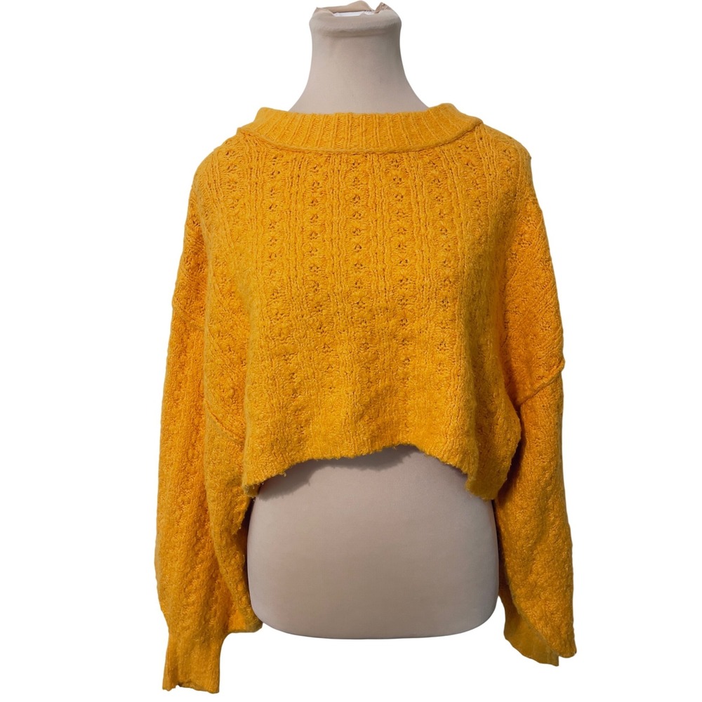 Out From Under Urban Outfitters Womens XS Yellow Cropped Knit Sweater Pullover